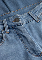 Amelia Raw Straight Cropped - Washed blue denim