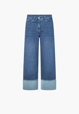 Carol Turn-up Loose - Cropped - Washed Blue Denim