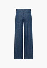 Charm Elastic Loose - Medium Length - Blue denim