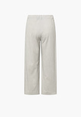 Donna Loose Cropped - White pinstripe