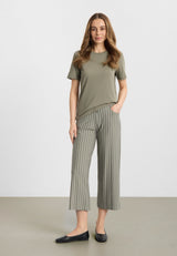Donna Loose Jersey - Cropped - Khaki stripe