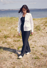 Donna Loose Jersey - Medium Length - Black Stripe Brushed