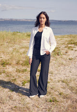 Donna Loose Jersey - Medium Length - Black Stripe Brushed