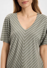 Ingrid Blouse SS - Khaki stripe