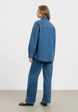 Mille Oversize Shirt Jacket - Long Sleeve - Washed Blue Denim