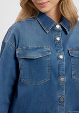 Mille Oversize Shirt Jacket - Long Sleeve - Washed Blue Denim