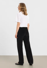 Thea Straight Sametti - Medium Length - Black