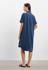 Utta Oversize Denim Shirtdress - Short Sleeve - Medium Blue Denim