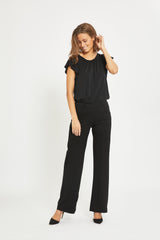 Donna Loose Jersey - Medium Length - Black brushed