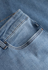 Amelia Raw Straight Cropped - Washed blue denim