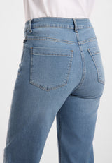 Amelia Raw Straight Cropped - Washed blue denim