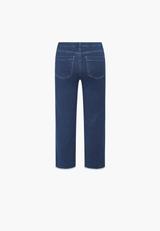 Amelia Raw Straight Cropped - Dark Blue Denim