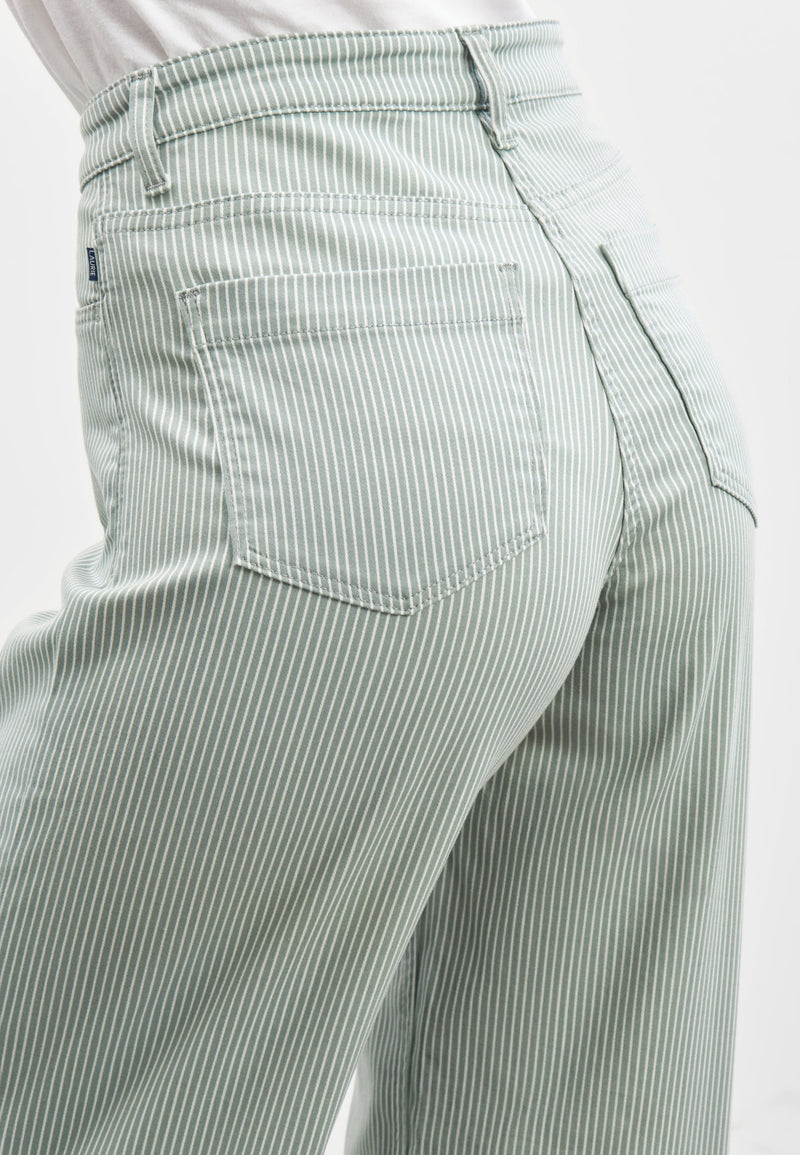 Carol Loose - Medium Length - Sage Stripe