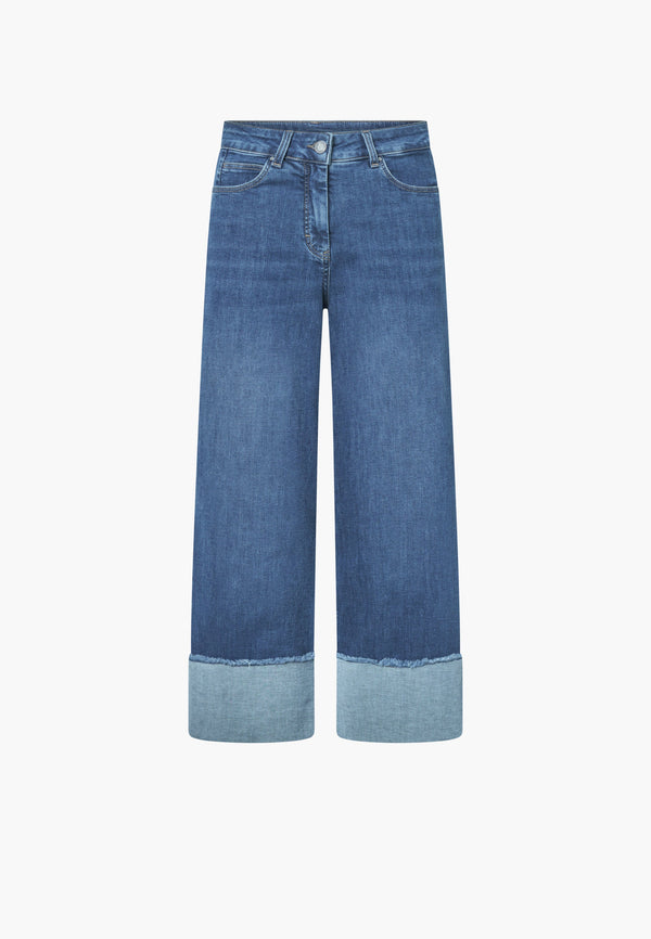 Carol Turn-up Loose Crop - Washed Blue Denim