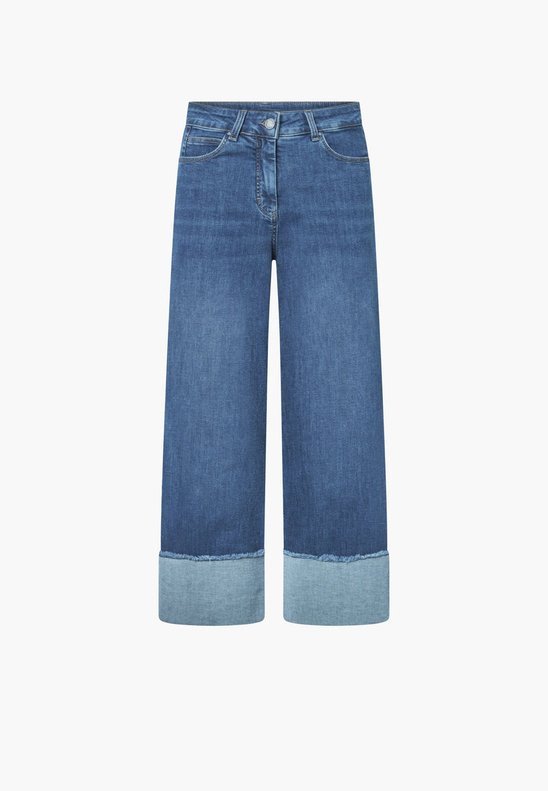 Carol Turn-up Loose Crop - Washed Blue Denim