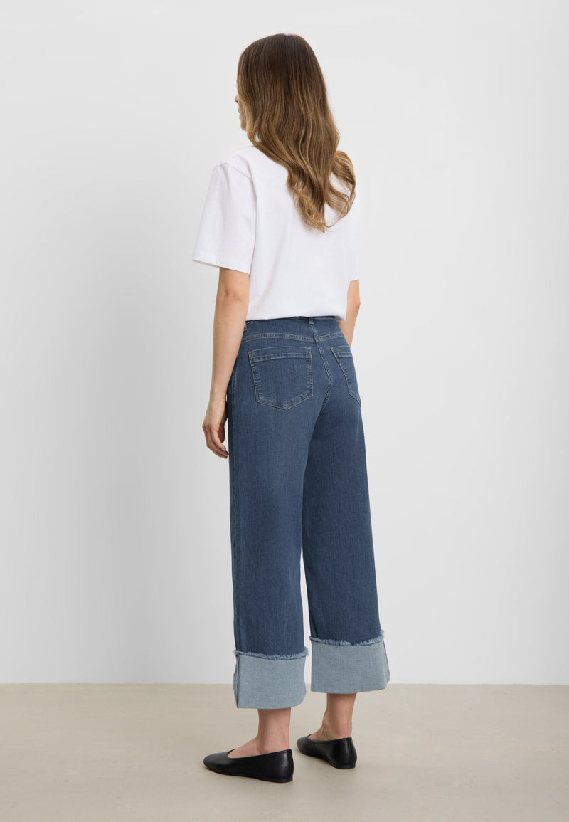 Carol Turn-up Loose Crop - Washed Blue Denim