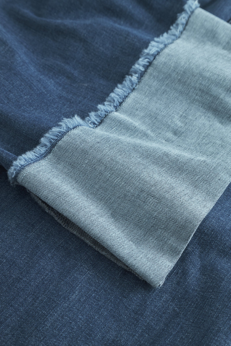 Carol Turn-up Loose Crop - Washed Blue Denim