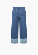 Carol Turn-up Loose Crop - Washed Blue Denim