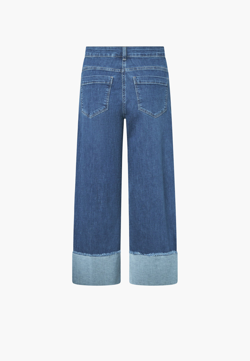 Carol Turn-up Loose Crop - Washed Blue Denim