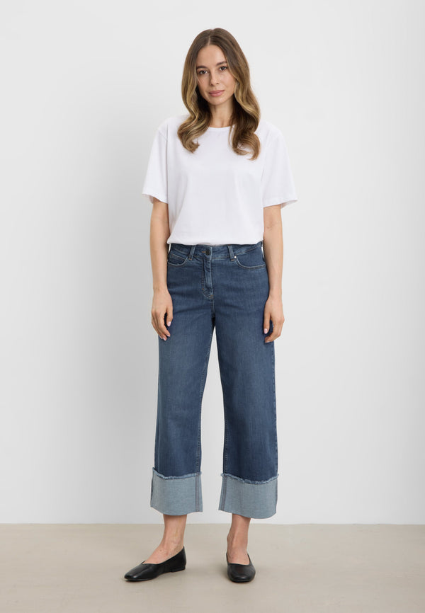 Carol Turn-up Loose Crop - Washed Blue Denim