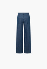 Charm Elastic Loose - Medium Length - Blue denim
