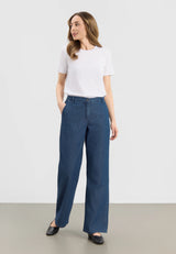 Charm Elastic Loose - Medium Length - Blue denim