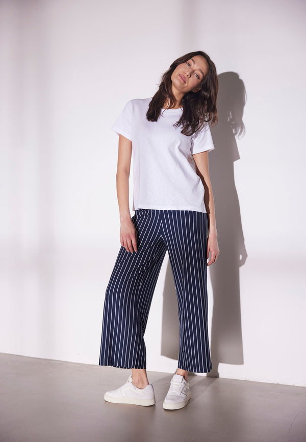 Donna Loose Cropped - Navy Stripe