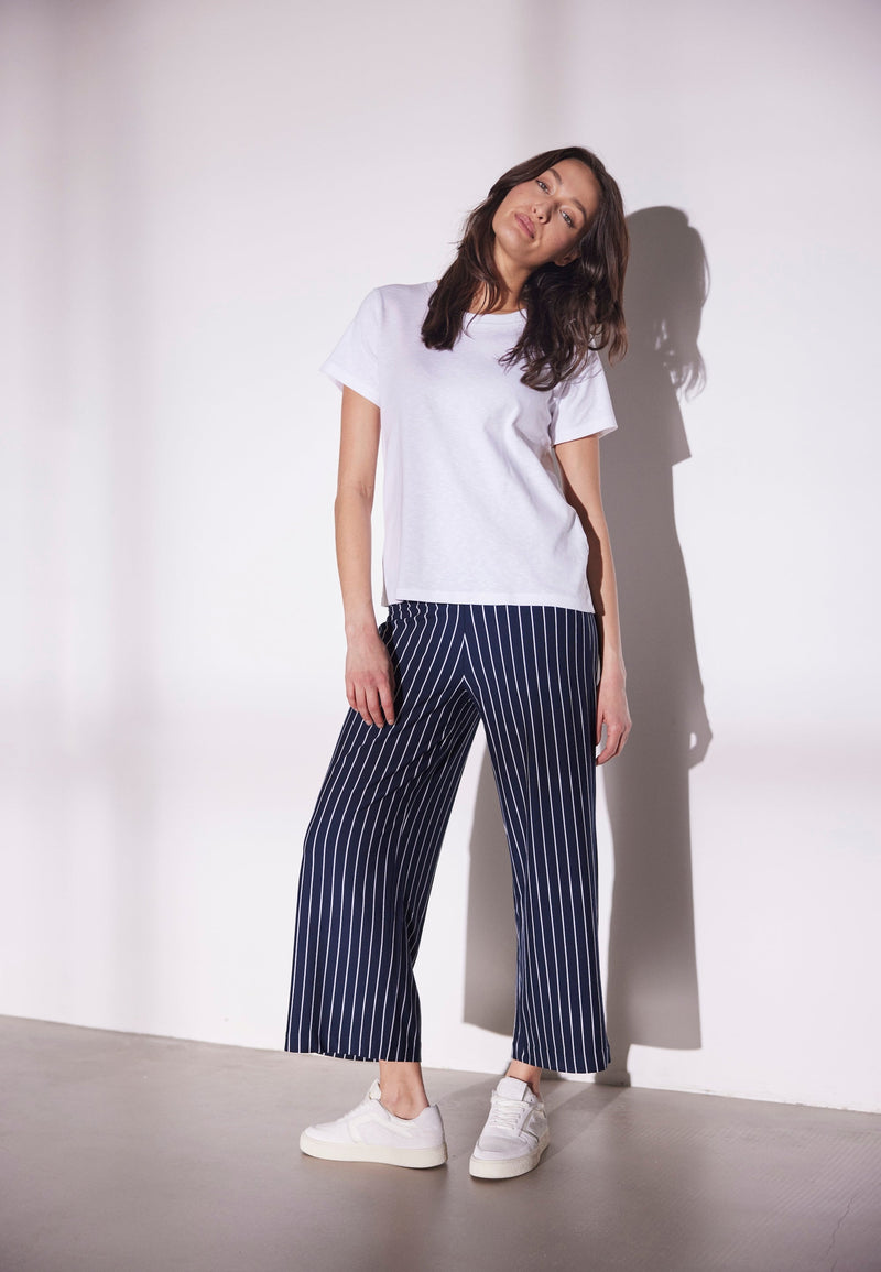 Donna Loose Cropped - Navy Stripe