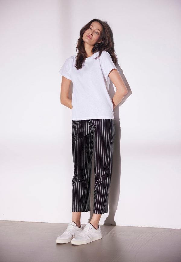 Donna Loose Cropped - Black Stripe