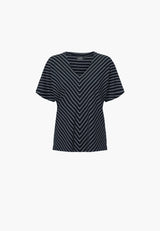 Ingrid Blouse SS - Navy Stripe