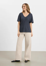 Ingrid Blouse SS - Navy Stripe