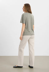 Ingrid Blouse SS - Khaki stripe