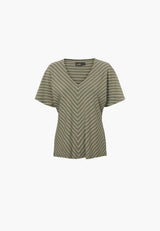 Ingrid Blouse SS - Khaki stripe