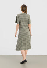 Ingrid Dress SS - Khaki stripe