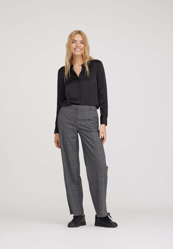 June Loose - Medium Length - Anthracite Tartan Check