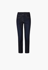 Laura Slim - Medium Length - Washed Dark Blue Denim