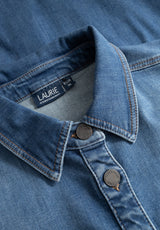 Mille Oversize Shirt Jacket - Long Sleeve - Washed Blue Denim