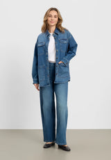 Mille Oversize Shirt Jacket - Long Sleeve - Washed Blue Denim