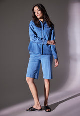 Phoebe Loose Shorts - Washed Blue Denim