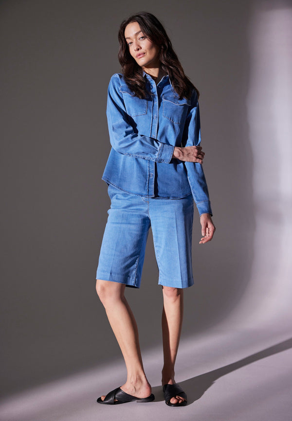 Phoebe Loose Shorts - Washed Blue Denim
