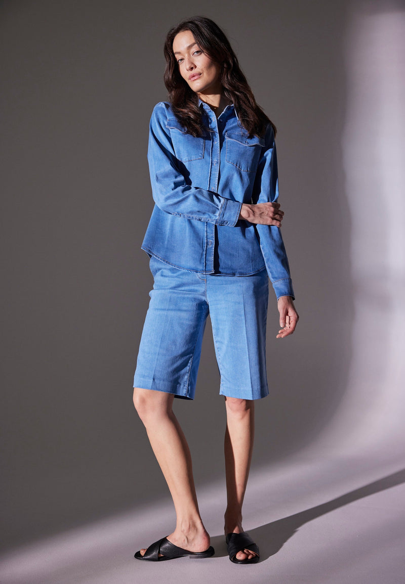 Phoebe Loose Shorts - Washed Blue Denim