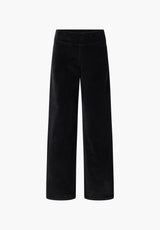 Thea Straight Sametti - Medium Length - Black