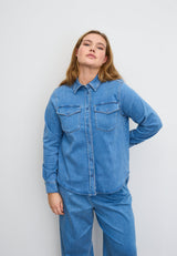 Vitta Denim Shirt - Long Sleeve - Washed Blue Denim