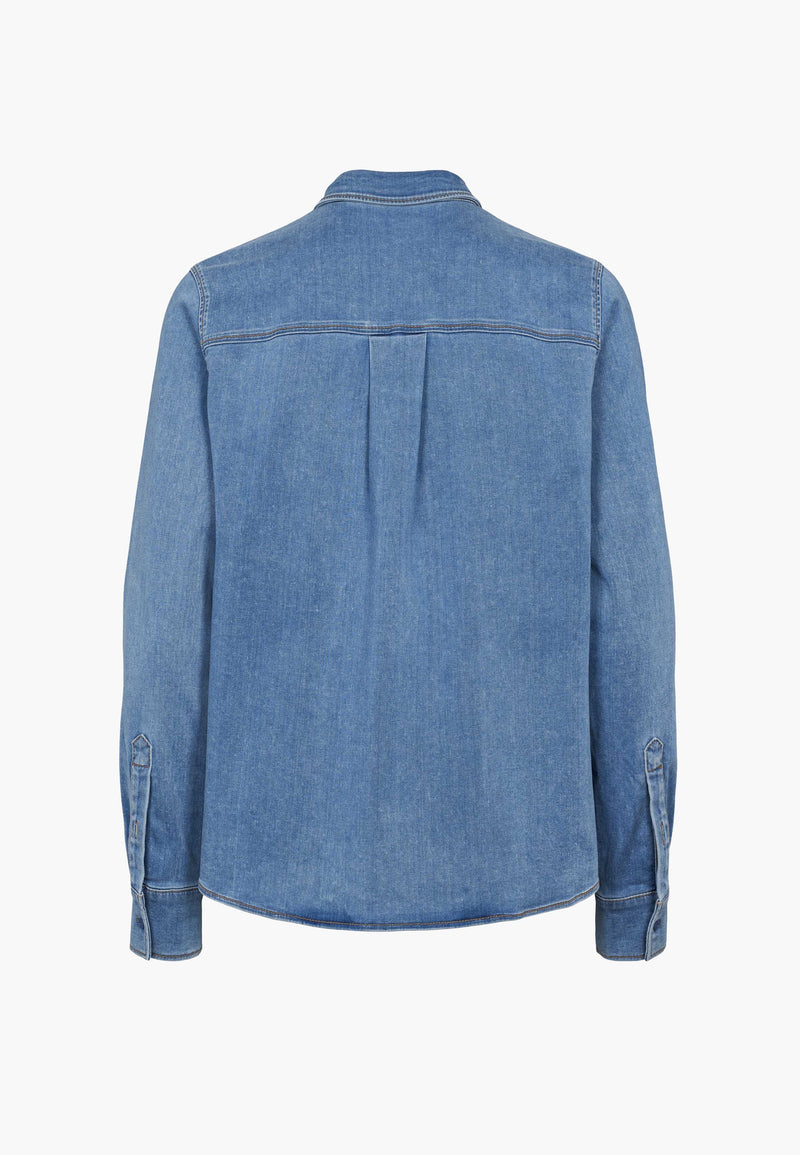Vitta Denim Shirt - Long Sleeve - Washed Blue Denim