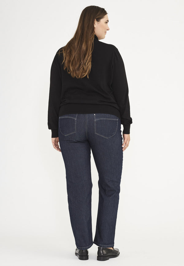 Amelia Straight - Medium Length - Dark Blue Denim