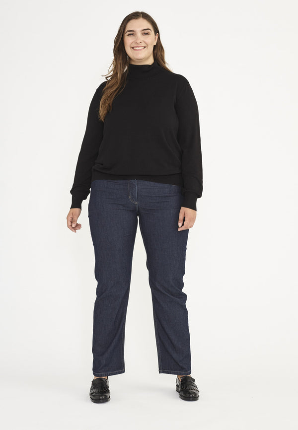 Amelia Straight - Medium Length - Dark Blue Denim