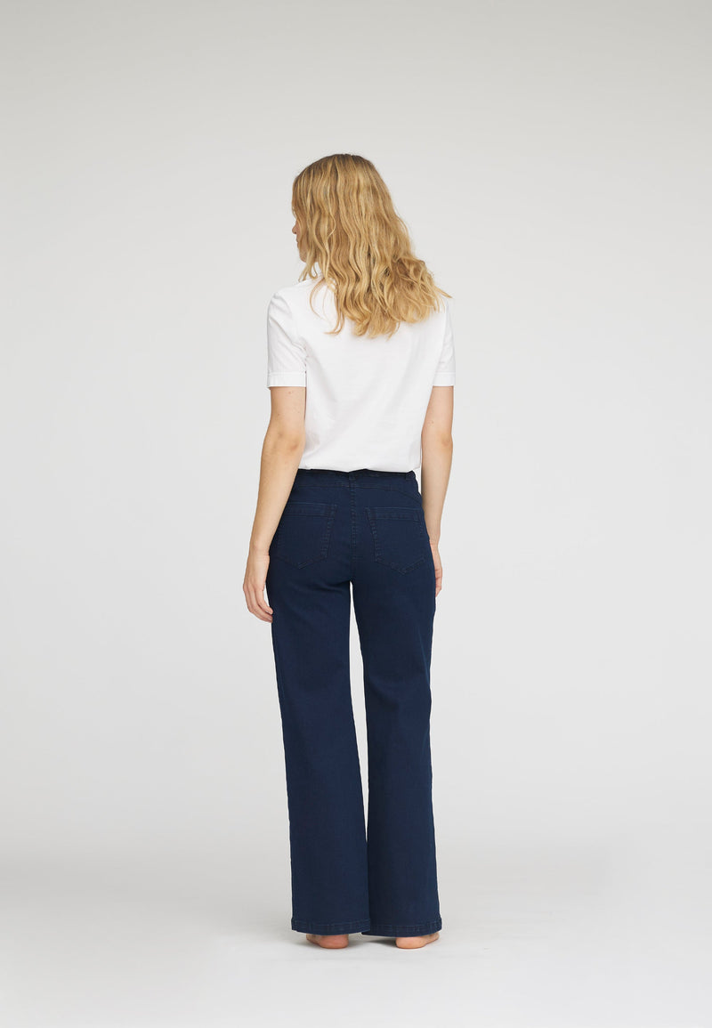 Serene 5-pocket Loose - Medium Length - Dark Blue Denim