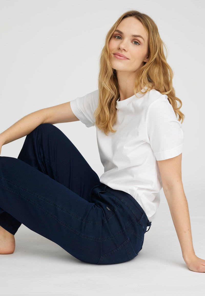 Serene 5-pocket Loose - Medium Length - Dark Blue Denim